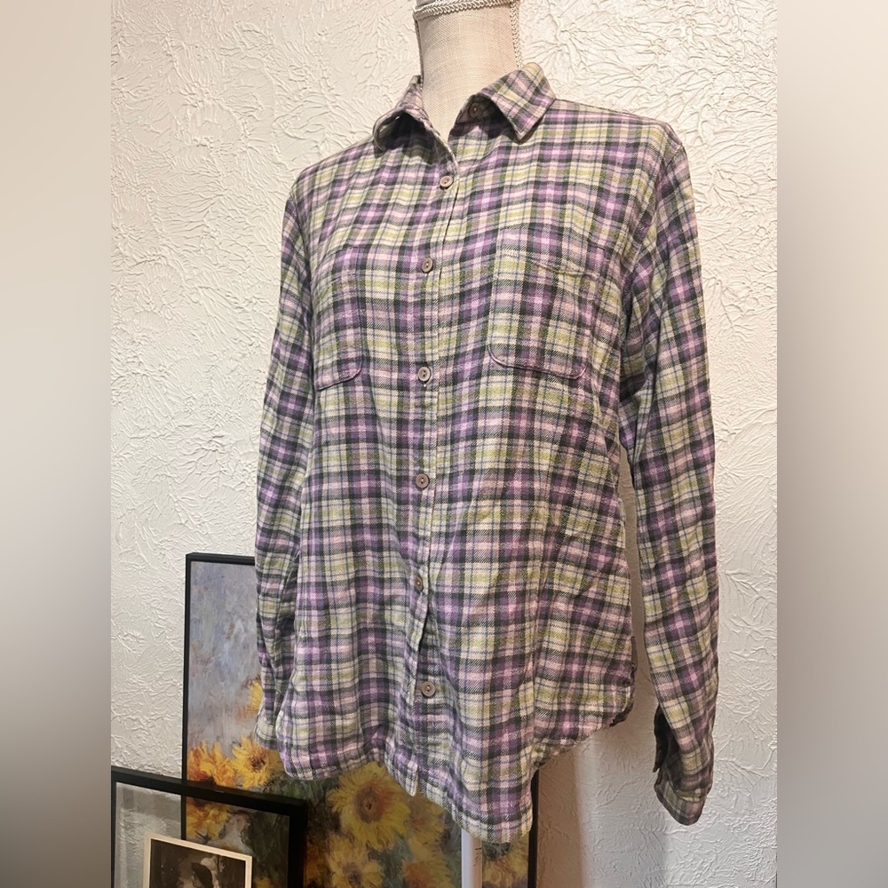 Plaid Men's Shirt in Purple and Cream